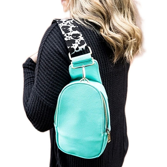HarvestOfLove Handbags - TURQUOISE GUITAR STRAP SLING BAG